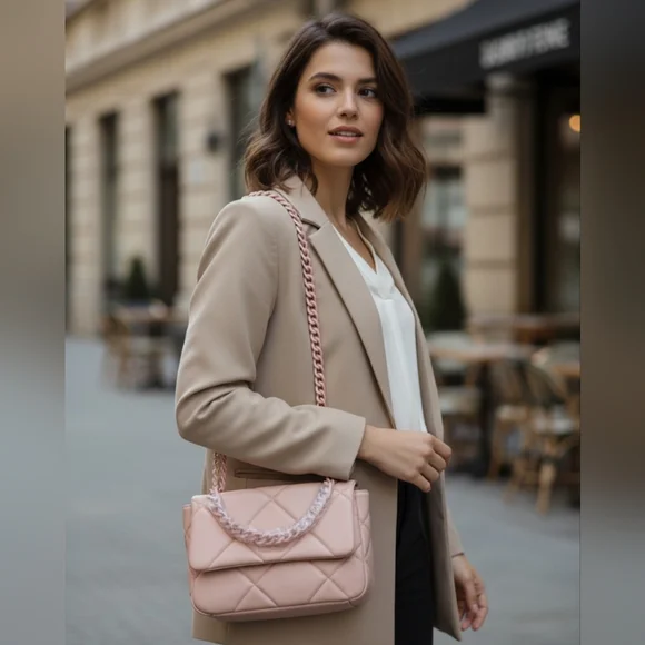 Gilda Paris Blush Pink Quilted Shoulder Bag MSRP$159 10"x7" x3" - Picture 1 of 9